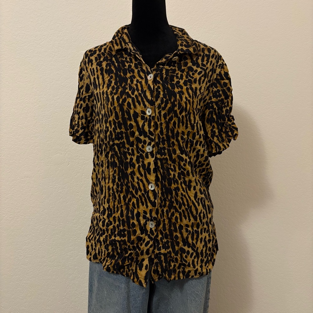 Leopard Print Button-Up Shirt